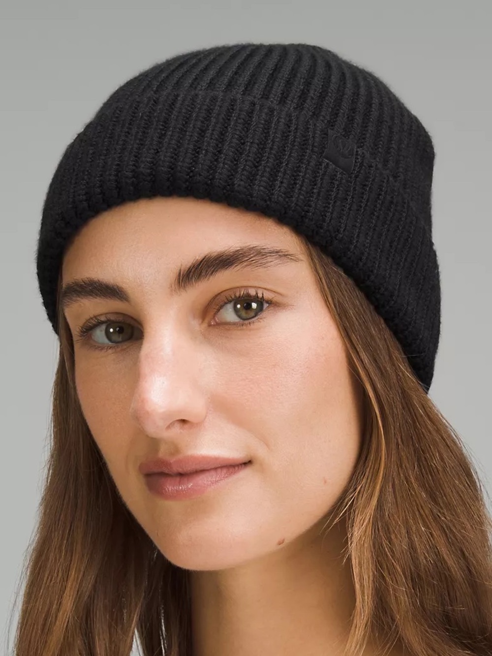 Lululemon Close Fit Wool Blend Ribbed Knit Beanie Black Toboggan Cap